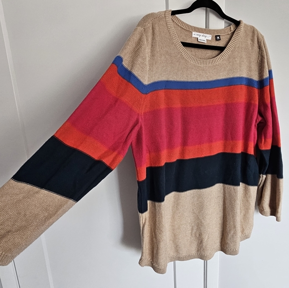 Plus Size 2X 100% Cotton Striped Sweater Tunic Penningtons - Picture 4 of 6